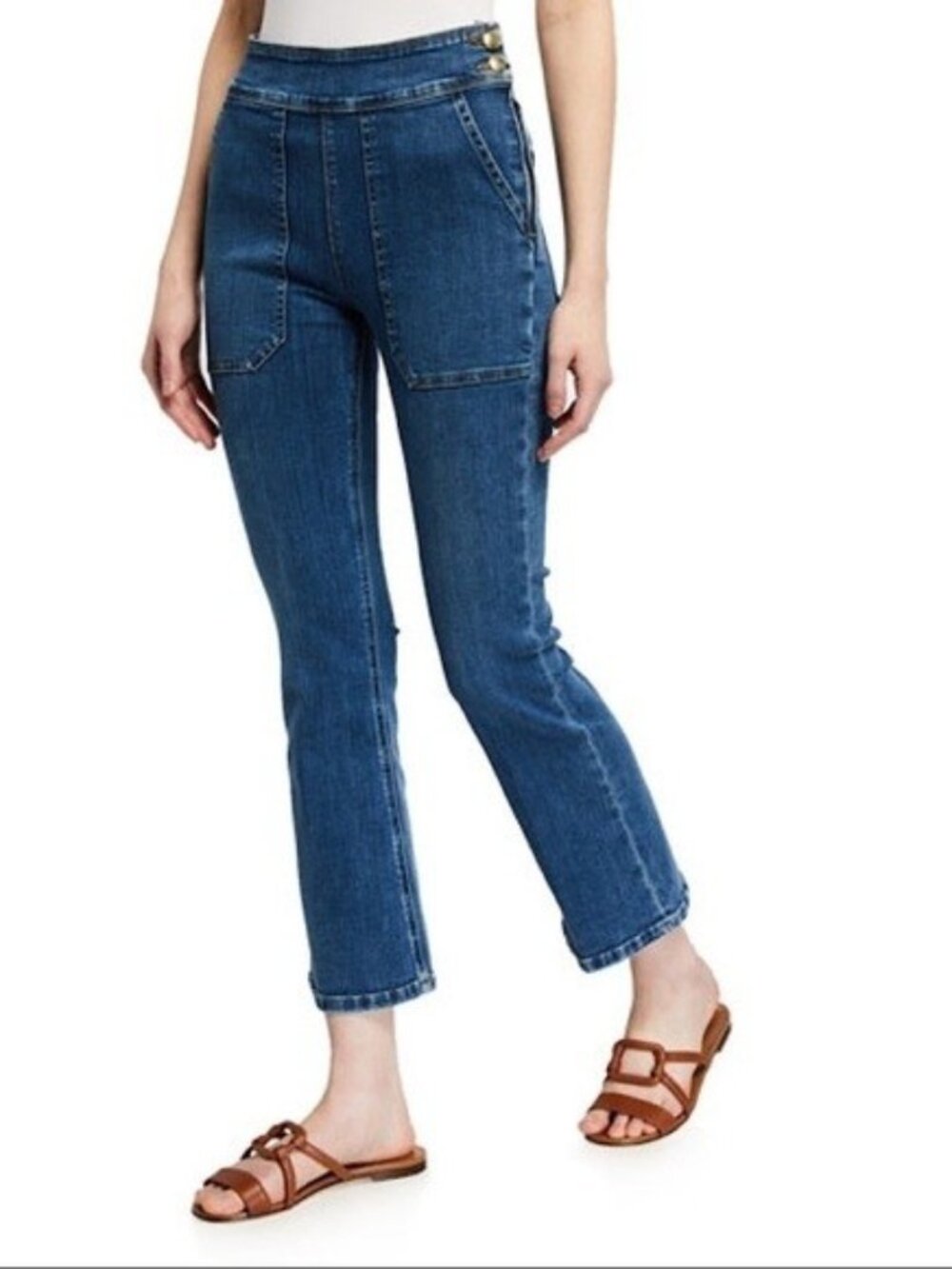 Frame Le Francoise Cropped Flare Mid Rise Side Zip Jeans 27